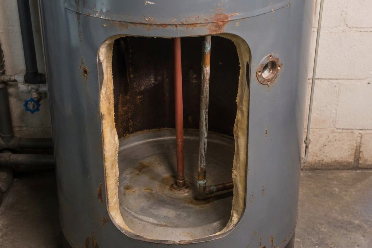 Gewarteter und gereinigter Warmwasserspeicher
