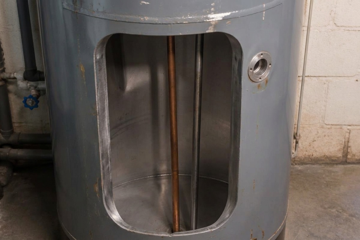 Gewarteter und gereinigter Warmwasserspeicher